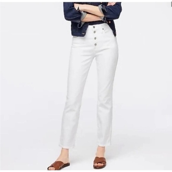 J. Crew Denim - J Crew Jeans Vintage Straight Leg White Denim Button Fly 32 Tall NWT